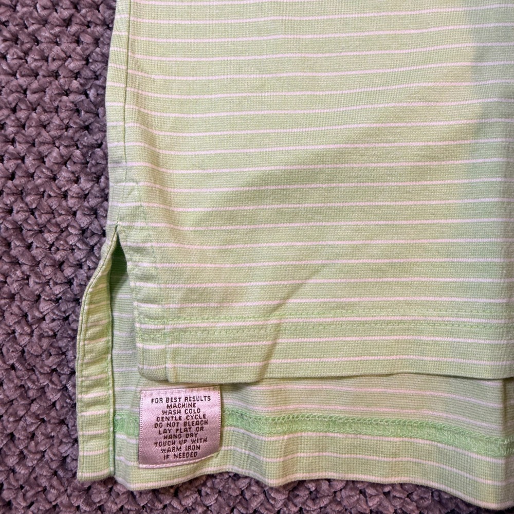 Peter Millar Polo Shirts Bundle Size L Green Blue Striped 100% Cotton 2 Pack - Picture 4 of 13